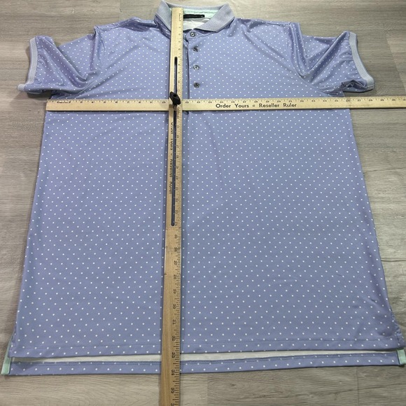 Greyson Polo Shirt Mens XL Blue Polka Dot Golf Performance Stretch Short Sleeve - Picture 6 of 10